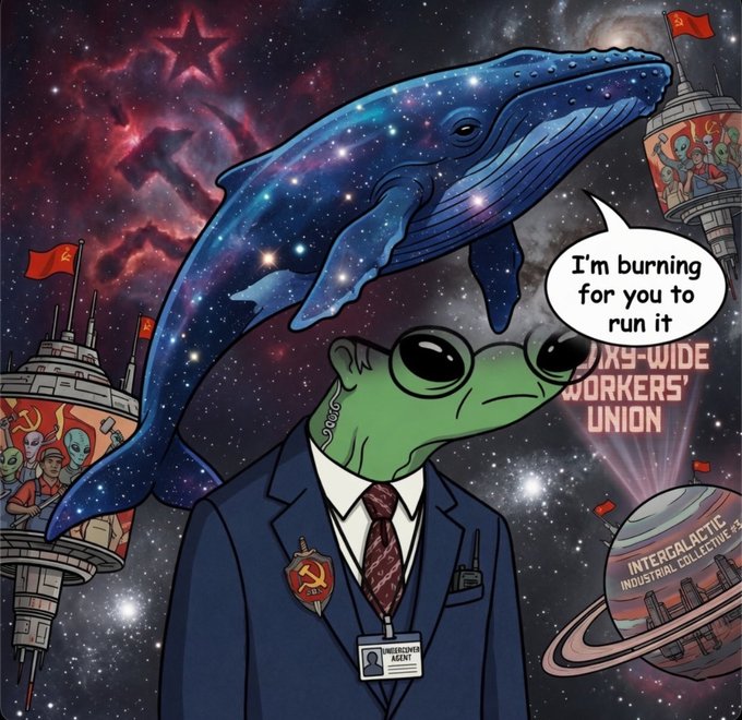 Cosmic whale above Burlien saying I am burning for you to run it